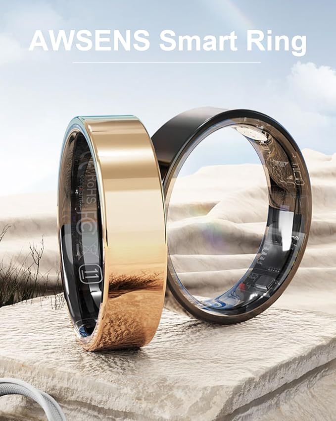 Smart Ring for Women Men Fitness Tracker with Blood Oxygen,Heart Rate,Sleep Monitoring,Step Counting,for iPhone and Android,Waterproof smart blood pressure monitor,No Subscription Fees (Rose Gold, 10)