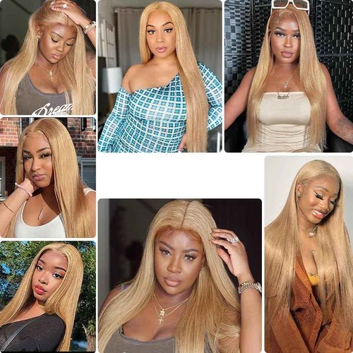 Condescension Brazilian Human Hair Bundles 24 26 28 Inch Straight 3 Bundles Human Hair 100% Unprocessed Remy Brazilian Virgin Weave Hair Honey Blonde 27 for Women