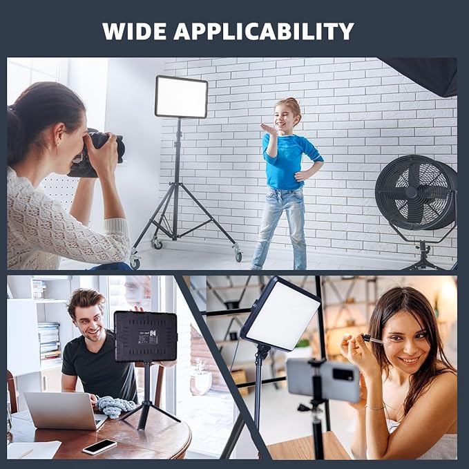 NiceVeedi 15w Photography Lighting Panel, 2800-6500K Dimmable Studio Light, USB Powered Video Lighting for Video Recording/Photography/Tiktok/Streaming/Content Creat