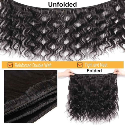 12A Body Wave Human Hair Bundles with Closure 18 20 22Inch Brazilian Body Wave 100% Unprocessed Virgin Human Hair Extensions 3 Bundles with 4x4 Lace Closure Free Part Natural Black Color