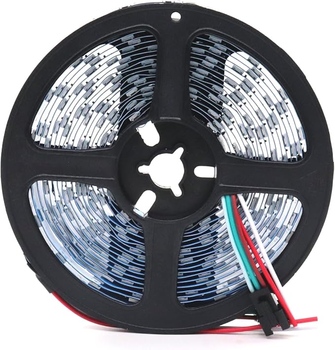 WS2812B LED Strip Individual Addressable Light WS2811 IC WS2812 60Pixels/m SMD 5050 RGB Pixel Strip DC5V (16.4FT 300LEDS Non-Waterproof, White PCB)