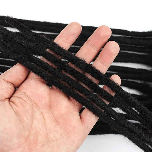100% Real Human Hair 0.2cm Width 12 Inch Loc extensions Human Hair with Curly Ends 50 Strands per pack Full Handmade Dreadlock Extensions Can be dyed and bleached for Men Women Kids (12 Inch-50)