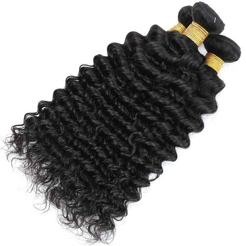 Condescension Brazilian Human Hair Bundles 22 24 26 Inch Deep Wave 3 Bundles Human Hair 100% Unprocessed Remy Brazilian Virgin Weave Hair Natural Black for Women