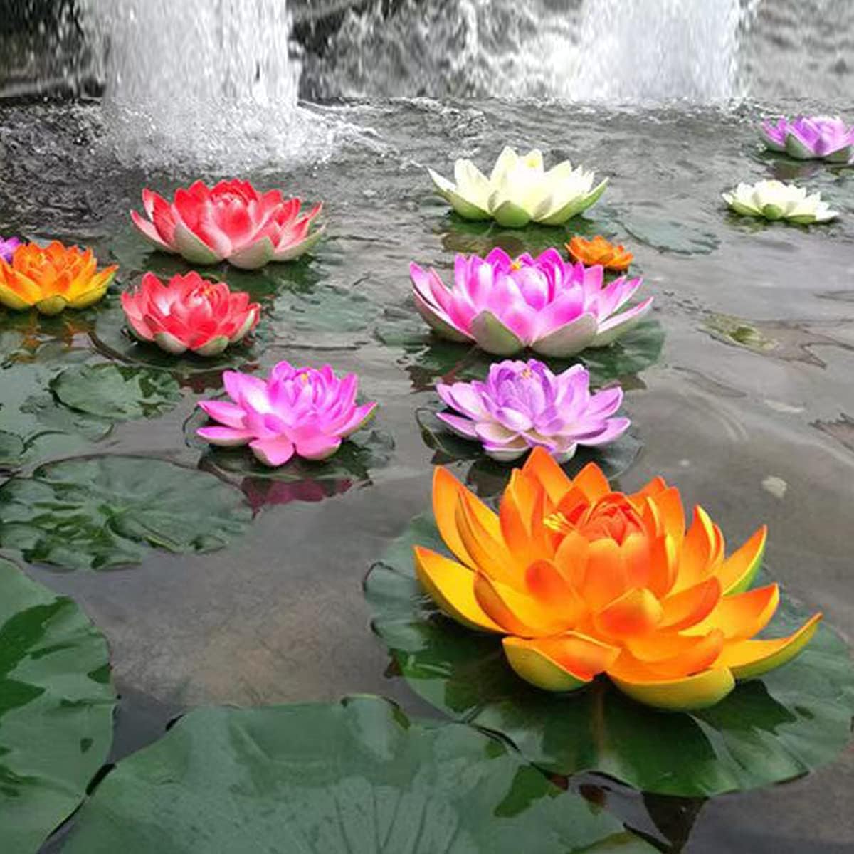 FZBNSRKO Artificial Lotus,4PCS 7.1" Inch Floating Foam Lotus Flowers for Pool,Realistic Water Lily Pads for Home Outdoor Patio Pond Wedding Party Decorations,Yellow