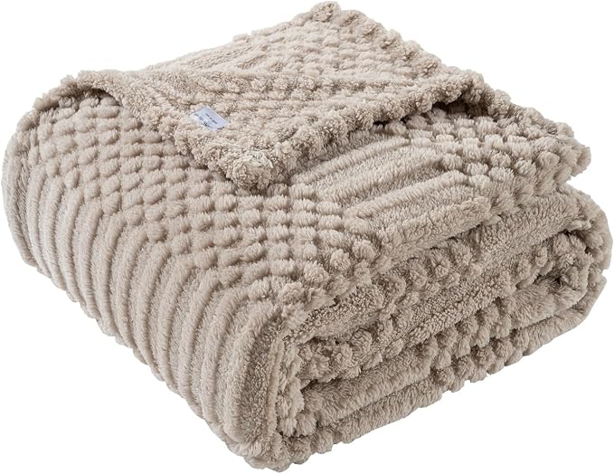 60x80 Inch Brown Twin Blanket - Soft & Fluffy Fleece, Neutral Tan Color, Cute & Aesthetic, Perfect for Sofa, Couch, Chair, Bed, Living Room & Bedroom, All-Season Use, Plush & Cozy Decorative Blanket