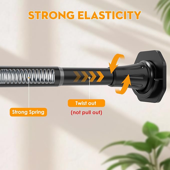 1.1 Inch Diameter Tension Closet Rods for Hanging Clothes 32-97 Inch, Adjustable Pole Closet to Hang Clothes, Heavy Duty Closet bar for Wardrobes with No Drilling Holder, Matte Black