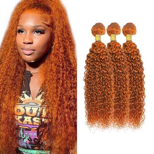 Giginger Brazilian Human Hair Bundles 24 26 28 inch Orange Jerry Curly Bundles 350 Color Human Hair Ginger Orange Unprocessed Virgin Quick Weave Hair for Black Women