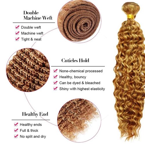 Fabimiya Human Hair Bundles 22 24 26 Inch Light Brown P27/30 Deep Wave Bundles Human Hair 100% Unprocessed Soft Sewn In Hair with Double Weft for Black Women