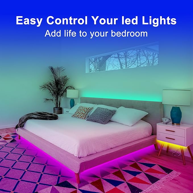 Pandery RGB COB LED Strip Light with Remote and app Control,Music Synchronized Color Change 24V RGB led Strip,25FT/7.5M,8mm Wide,Indoor RGB Lights for Bedroom,Game Room,Bar,Party