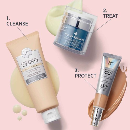 IT Cosmetics Hello Results Anti-Aging Retinol Serum-Cream - Firming Face Cream with Niacinamide & Vitamins B5 & E - 1.7 fl oz