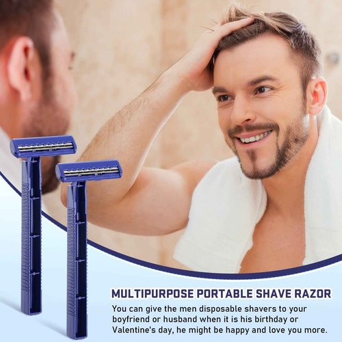 Chumia Twin Blade Razors for Men Stainless Steel Disposable Razors Men Bulk Plastic Shavers Multipurpose Portable Manual Disposable Shavers for Bathing Hotel Travel(600 Pieces)