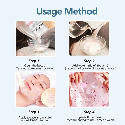 Fokiabin Jelly Mask for Facials Professional Hydrating Deep Cleaning Face Mask Set - 115Fl Oz 5 Treatments (Hyaluronic Acid,Bulgari Rose, Bamboo Charcoal,Lavender Essence,VC Essence)