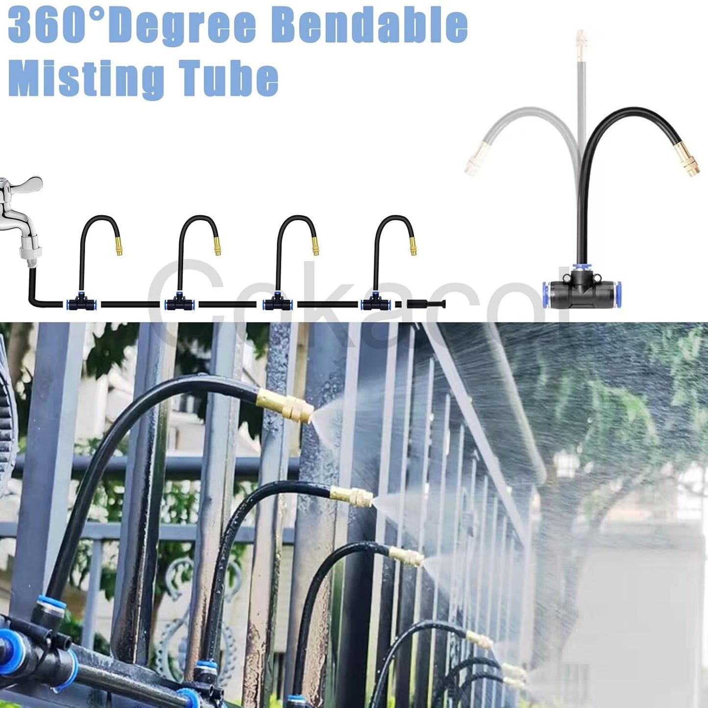 49.21Ft Drip Irrigation System, 360° Bendable Drip Irrigation Kit Automatic Irrigation System for Garden, Adjustable Garden Watering Misting System for Greenhouse, Yard, Lawn, Plant