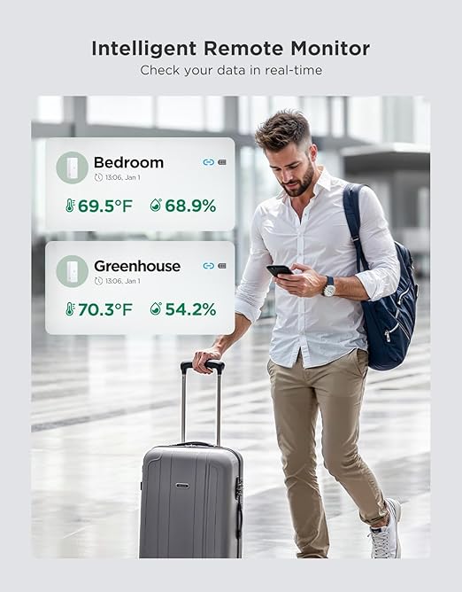 GoveeLife WiFi Hygrometer Thermometer 6 Pack, Smart Humidity Temperature Sensor with App Notifications, 2-Year Free Data Storage Export, Temperature Humidity for Bedroom, Wine Cellar, Basements