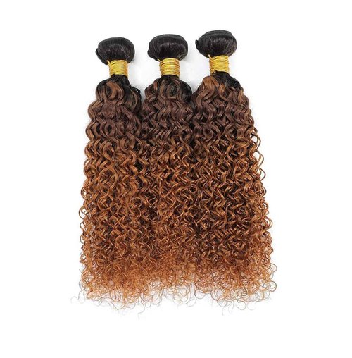 Giginger Bundles Human Hair T1B/4/30 Omber Jerry Curly Human Hair Bundles 26 28 30 Inch Omber Black Chocolate Light Brown Unprocessed Quick Weave Soft Sewn In Hair Extensions for Black Women
