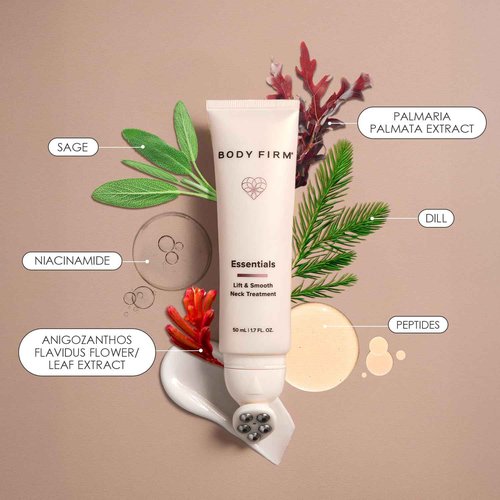 BODY FIRM Crepe Erase Lift & Smooth Neck Serum, Firming Neck Cream & Anti Aging Serum With TruFirm Technology, Peptides, Caffeine & Vitamin B3, Skin Care For Women, Roller Ball Applicator, 1.7 FL Oz
