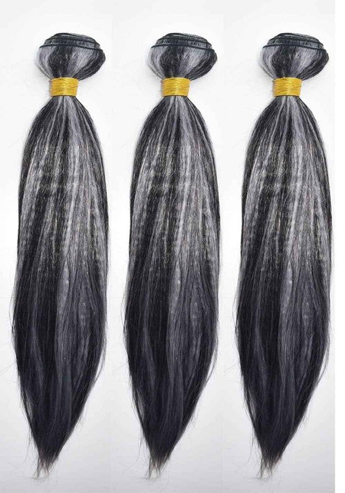 Habiliana Bundles Human Hair 22 24 26 Inch Straight P1B/GREY Human Hair Bundles 11A Unprocessed Brazilian Virgin Quick Weave Hair Extensions for Black Women
