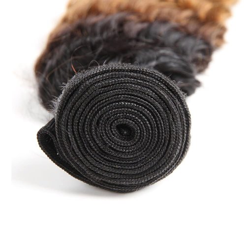 Habiliana Bundles Human Hair 18 20 22 Inch Omber Deep Wave Human Hair Bundles Natural Chocolate Brown T1B/4/30 11A Unprocessed Brazilian Virgin Quick Weave Hair Extensions for Black Women