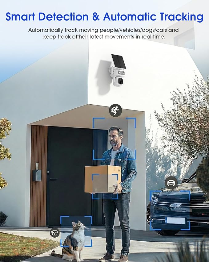 SANSCO 4G LTE Cellular Security Camera Wireless Outdoor, 360 Days Free Unlimited Data, Built-in SIM Card 64GB, 360° PTZ, No WiFi Solar Powered, 2K Color Night Vision, 2 Way Audio, Motion Detection
