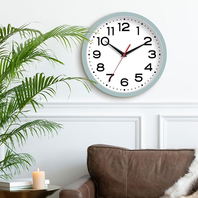Roymnie Wall Clock Silent Non-Ticking Modern Clock Battery Operated 8 Inch Small Classic Analog Decorative for Kitchen, Bathroom, Office, Bedroom, Home(Blue Gray)