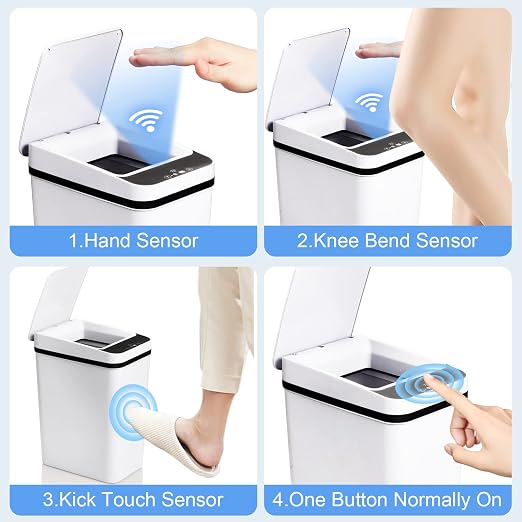 Anborry Bathroom Smart Touchless Trash Can 2.2 Gallon Automatic Motion Sensor Rubbish Can with Lid Electric Narrow Small Garbage Bin for Kitchen, Office, Living Room, Toilet, Bedroom, RV