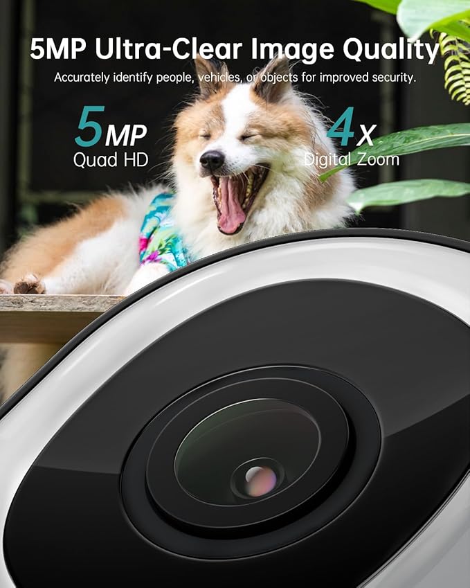ZUMIMALL 2K Wired Outdoor Camera, 2.4G/5G WiFi Security Camera, 3MP, 24/7 Recording, AI Motion Detection, Cloud & SD Card Storage, 2-Way Audio, 360° PTZ Auto Tracking, Work with Alexa - 2-Pack, Black