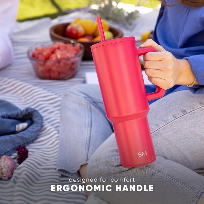 Simple Modern Easter 40 oz Trek Tumbler with Handle and Straw Lid | Cup Holder Friendly Insulated Stainless Steel Travel Mug | Easter Bunnies