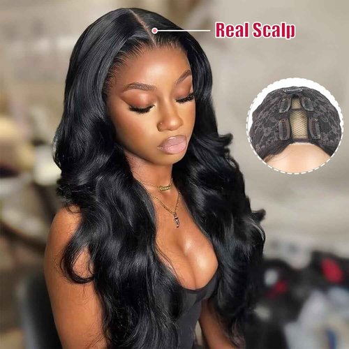 V Part Wig Human Hair Body Wave Upgrade With Clips Brazilian Virgin Human Hair V Part Wigs For Black Women Glueless Beginner Friendly 20Inch