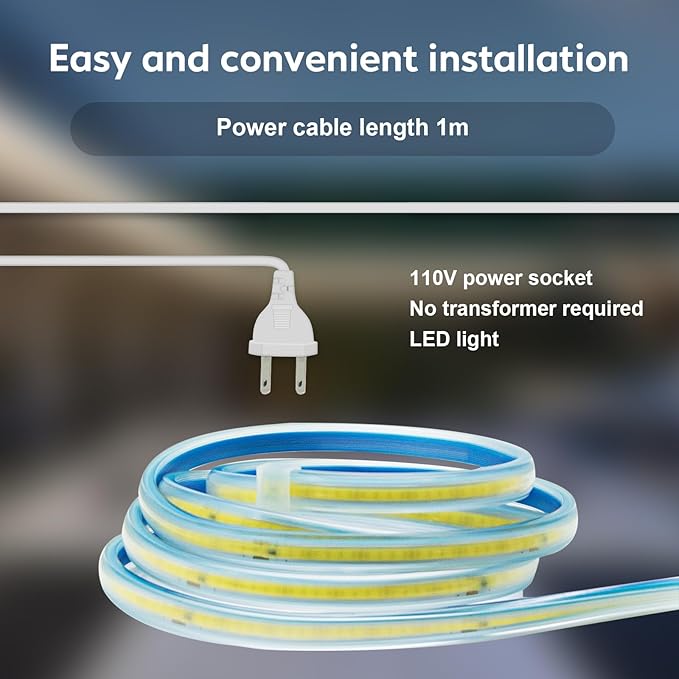 LED Strip Lights 32.8 Foot AC 110v Plug in Lights IP67 Outdoor Waterproof LED Light Strip 10m LED Strip with Bright White 4000k Lighting for Cabinets Bedroom Garden(White, 32.8ft)