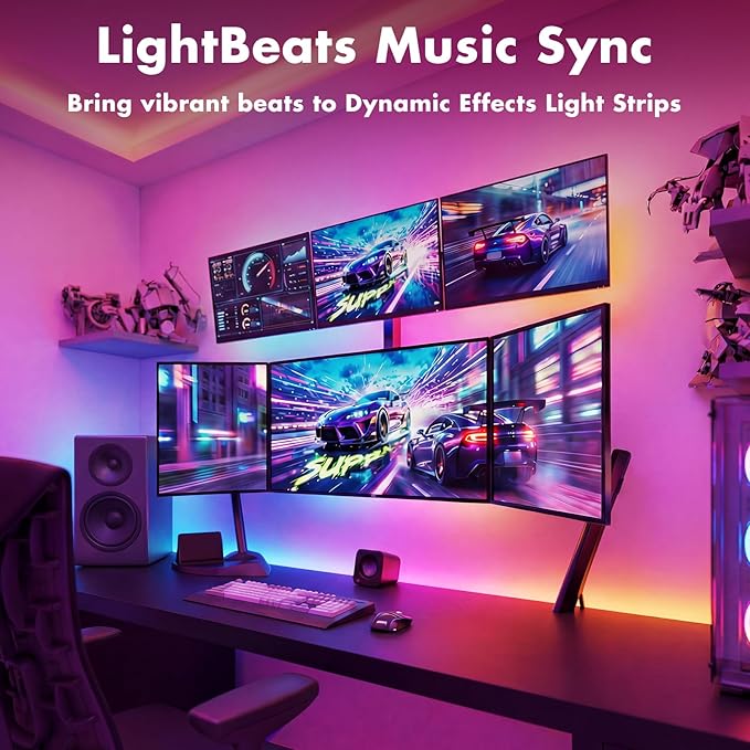 IC Smart RGB LED Strip Lights, 65.6FT LED Lights for Bedroom, App Control/Remote Control, Music Sync, DIY Design, Rainbow Chasing Effects, Strip Lights for Home, Party Decor