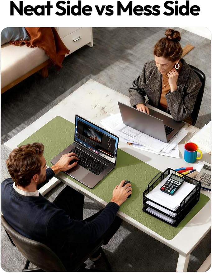 YSAGi Leather Desk Pad Protector, Office Desk Mat, Large Mouse Pad, Non-Slip PU Leather Desk Blotter, Laptop Desk Pad, Waterproof Desk Writing Pad for Office and Home (Green,55" x 17.2")