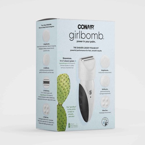 Conair GIRLBOMB Shaver for Women and Body Buffer, Wet/Dry, Lithium Ion Rechargeable