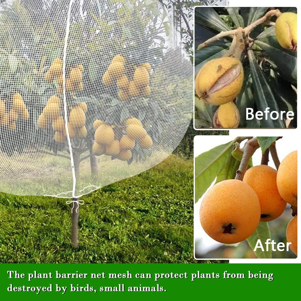 Fruit Tree Netting Covers with Zipper to Protect from Squirrels and Birds Large Netting for Fruit Trees Net Protection, White, 10' x 10', 1 Pack