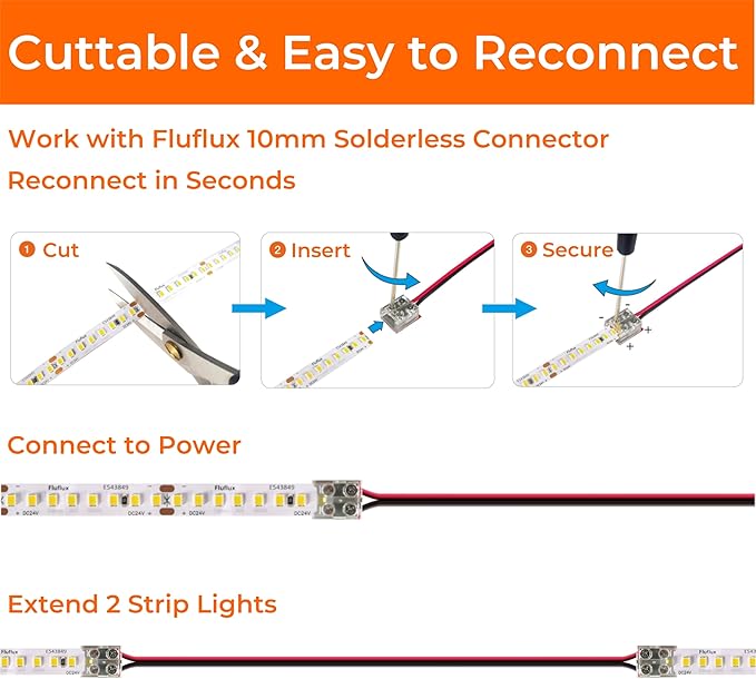 24V 2835 LED Strip Lights 2700K, 300+LM/FT, 32.8FT, UL Listed, CRI95, High Density 160LEDs/m Tape Light, Cuttable, Dimmable, VHB Equipped, for Pros, Hotels, Lobbies, Corridor (NO Power Supply)