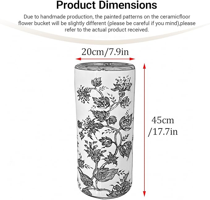 Ceramic Umbrella Stand Umbrella Holder for Entryway Hand-Made Umbrella Stand Barrels Umbrella Holder Cane Floor Standing Vase Ceramic Storage Bucket for Home Office Entrance Indoor.(Silver216)