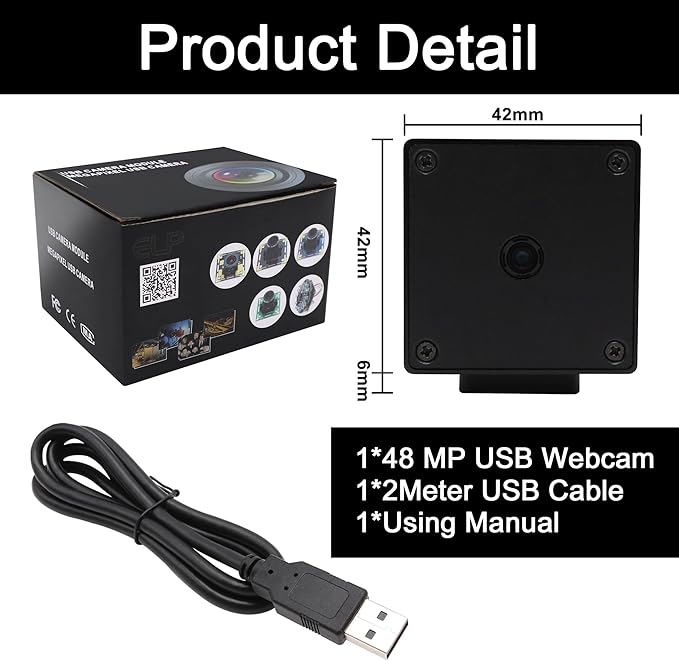 MMlove 8K USB Camera 48MP Webcam 4K 30FPS High Speed Autofocus Lightburn Camera with 70 Degree No Distortion Lens Industrial Security Wabcam for Skype/Zoom/FaceTime/Hangouts,PC/Laptop/Raspberry Pi