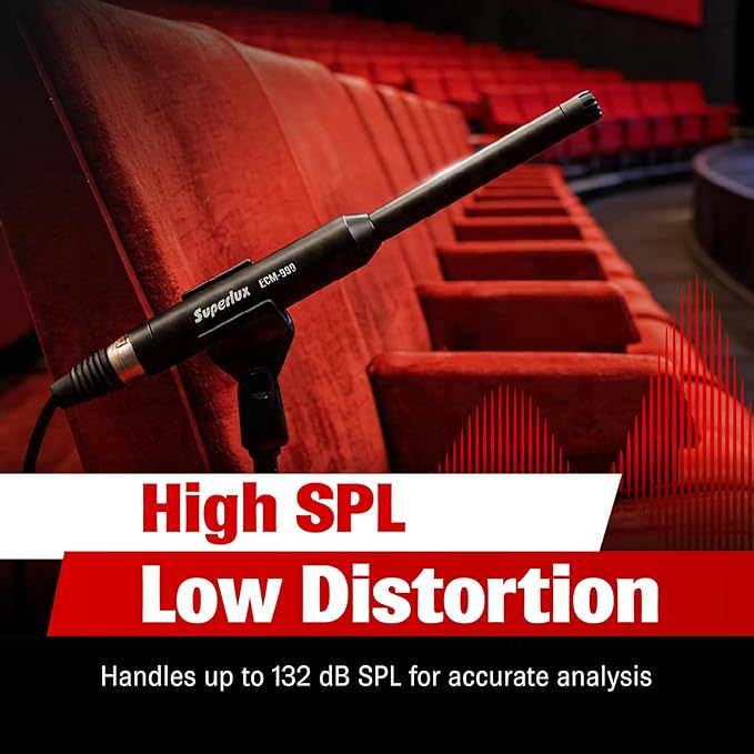 Superlux ECM999 Measurement Microphone, Omnidirectional Condenser Mic - Precision for Room Calibration, Audio Testing & Sound Analysis. Compatible with RTA Systems, Studio Recording (20Hz-20kHz, XLR)