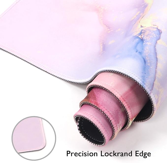 iCasso Extended Gaming Mouse Pad (35.4x15.7 in), Large 3mm Non-Slip Rubber Base Mousepad with Stitched Edges, Waterproof Keyboard Mouse Mat Desk Pad for Work, Game, Office, Home - Glitter Marble
