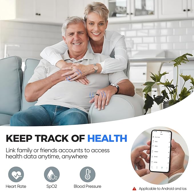 BIEMHA Smart Ring IP68 Waterproof，5-Day Long Battery Life, No Subscription Fee，Fitness Health Tracker for Men Women, Heart Rate & Sleep Monitoring Daily Use，iOS&Android Compatible (Silver, 13)