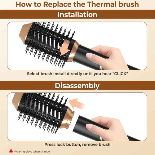 6 in 1 Hair Dryer Brush, Foldable Blow Dryer Brush with Wrap Curler, Detachable Air Hair Styler Curling, Drying,Volumizing, Straightening, Negative Ionic Hair Dryer with Diffuser, Hair Styling Tools