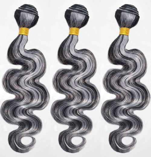 Habiliana Bundles Human Hair 24 26 28 Inch Body Wave P1B/GREY Human Hair Bundles 11A Unprocessed Brazilian Virgin Quick Weave Hair Extensions for Black Women