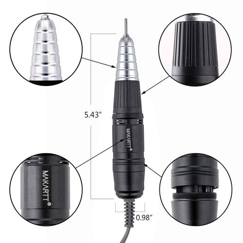Makartt Nail Drill Handpiece for Up200 Machine Bundle With 3XF Nature Nail Buffer Bit