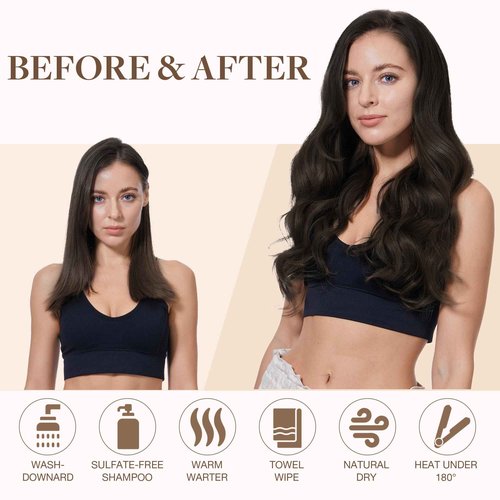 GOO GOO Sew in Hair Extensions Real Human Hair, Weft Hair Extensions Human Hair, 2 Dark Brown 18inch 100g, Weft Bundles Straight Silky Remy Hair