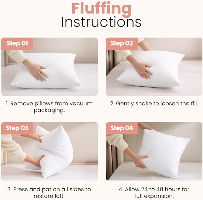 Utopia Bedding 12x12 Pillow Inserts, Set of 2, White – Indoor Decorative Throw Pillows for Bed, Sofa & Couch – Soft, Supportive & Fluffy Cushion Inserts
