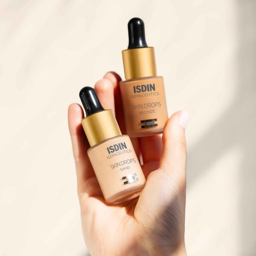 Isdinceutics Skin Drops Sand - Ultralight 12 Hour Foundation Drops in the Shade Sand, Full Coverage Liquid Makeup and Primer, 0.5 FL OZ