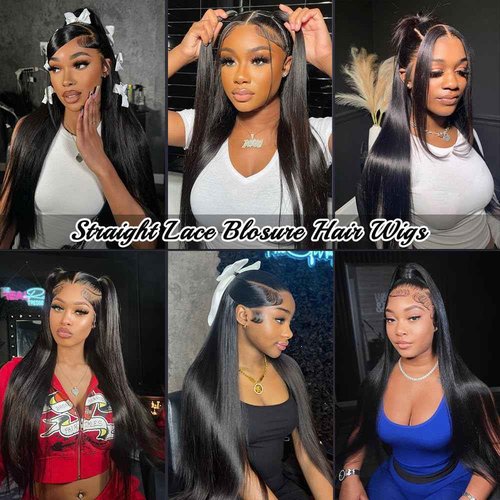 SOPSFR 4x4 Straight Lace Front Wigs Human Hair for Women HD Transparent Closure Wigs Human Hair 180% Density glueless wigs human hair pre plucked 20inch