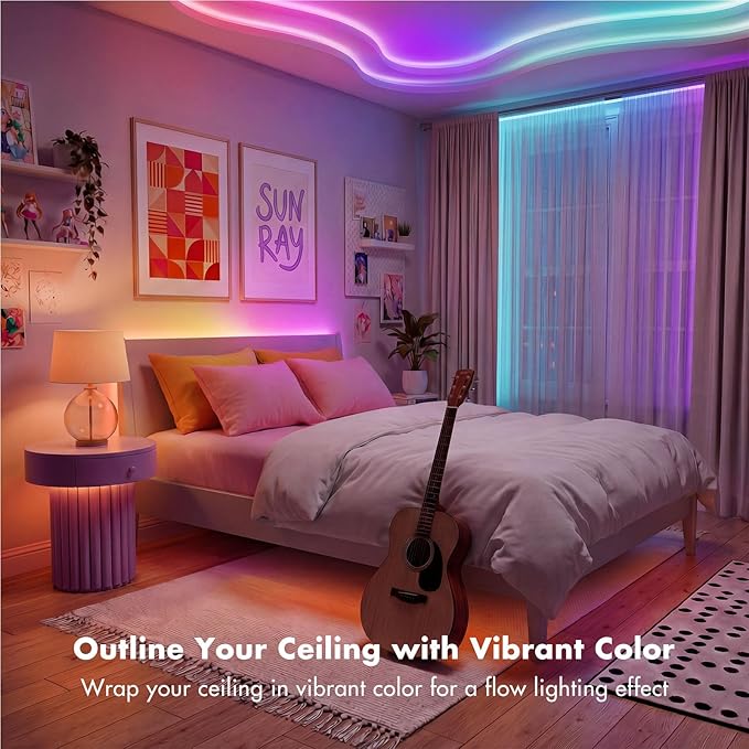 MFWW 66FT Strip Lights, Smart IC RGB LED Lights Multiple Colors on One Line, App+Remote Control, Timing, Multimodal, Music Sync, Color Changing Lights for Bedroom, Party Home Decor