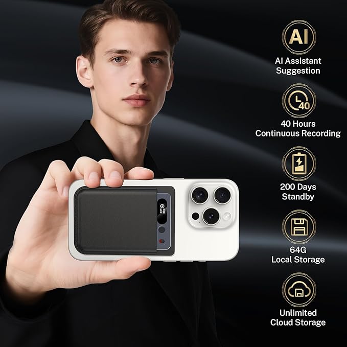 AI Voice Recorder w/Case — 64GB Memory, App Control, GKP9 Recorder Transcribe & Summarize w/AI, 118 Languages Support for Lecture, Meeting, Interview, Call