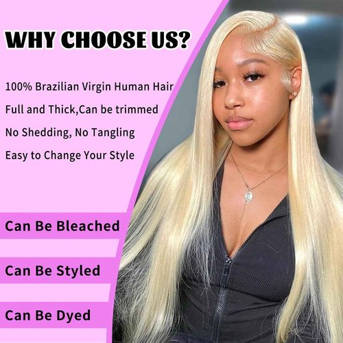 32 Inch 613 Bundles Human Hair Straight Blonde Human Hair Bundles 100% Unprocessed 12A Brazilian Virgin Hair Bundle 1 Blonde Bundle Human Hair for Women