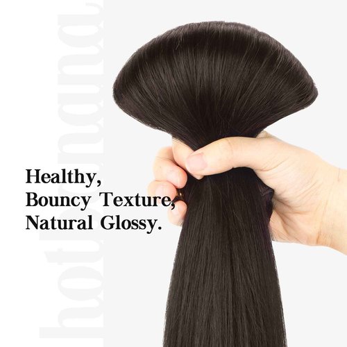 HOTBANANA Human Hair Clip in Hair Extensions, 2 Dark Brown 120g Clip in Hair Extensions Real Human Hair Straight Remy Hair Clip in Hair Extensions 24 Inch 7pcs
